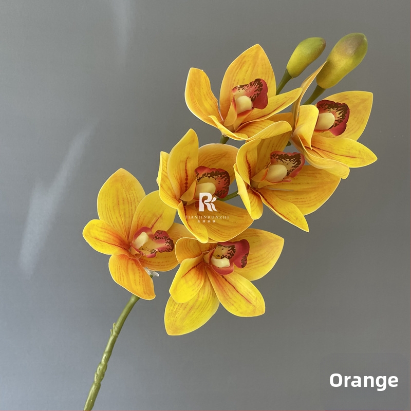 Umjetna Cymbidium orhideja, luksuzan 3D dojam, velika grana, umjetni cvijet za svadbene aranžmane i kućnu dekoraciju