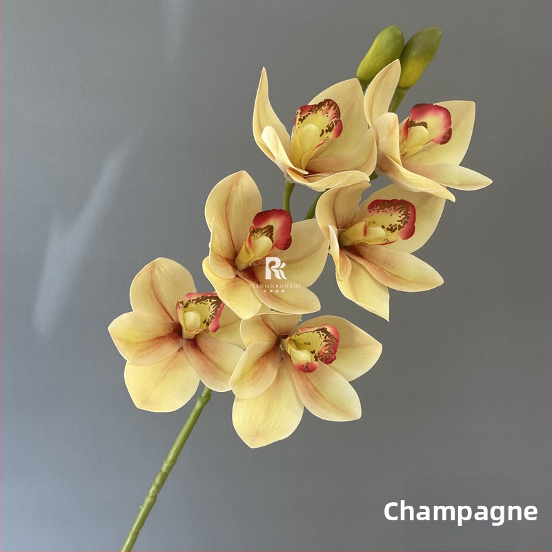 Umjetna Cymbidium orhideja, luksuzan 3D dojam, velika grana, umjetni cvijet za svadbene aranžmane i kućnu dekoraciju