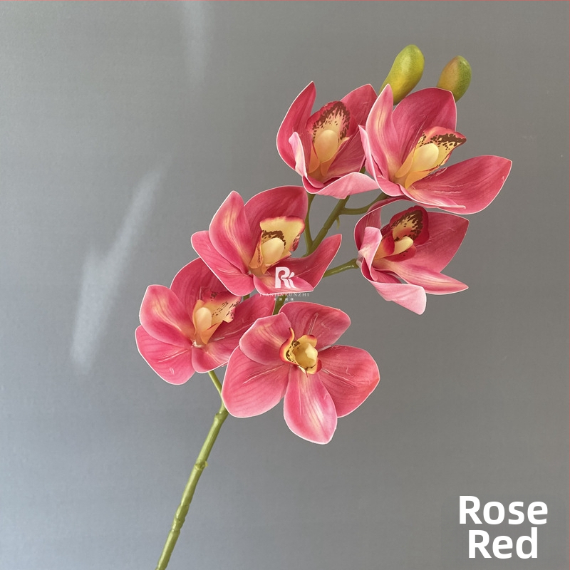 Umjetna Cymbidium orhideja, luksuzan 3D dojam, velika grana, umjetni cvijet za svadbene aranžmane i kućnu dekoraciju
