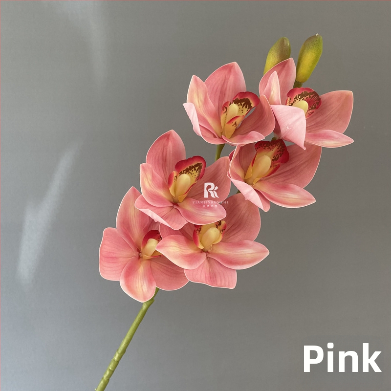 Umjetna Cymbidium orhideja, luksuzan 3D dojam, velika grana, umjetni cvijet za svadbene aranžmane i kućnu dekoraciju