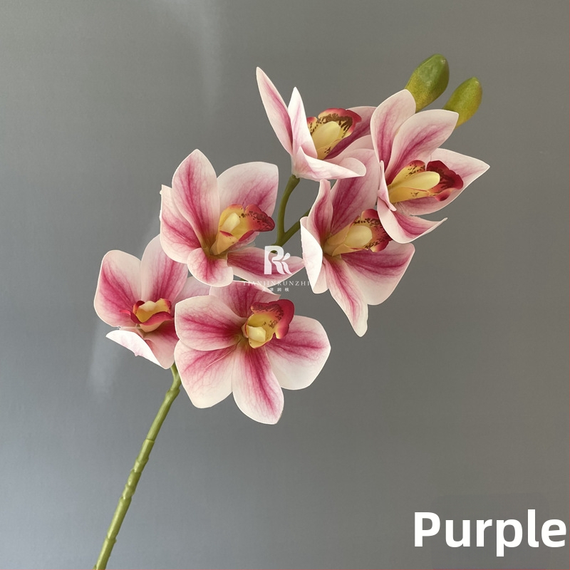 Umjetna Cymbidium orhideja, luksuzan 3D dojam, velika grana, umjetni cvijet za svadbene aranžmane i kućnu dekoraciju