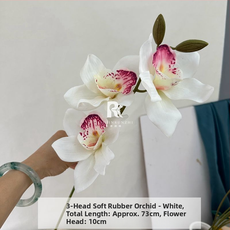Umjetna Cymbidium orhideja, luksuzan 3D dojam, velika grana, umjetni cvijet za svadbene aranžmane i kućnu dekoraciju