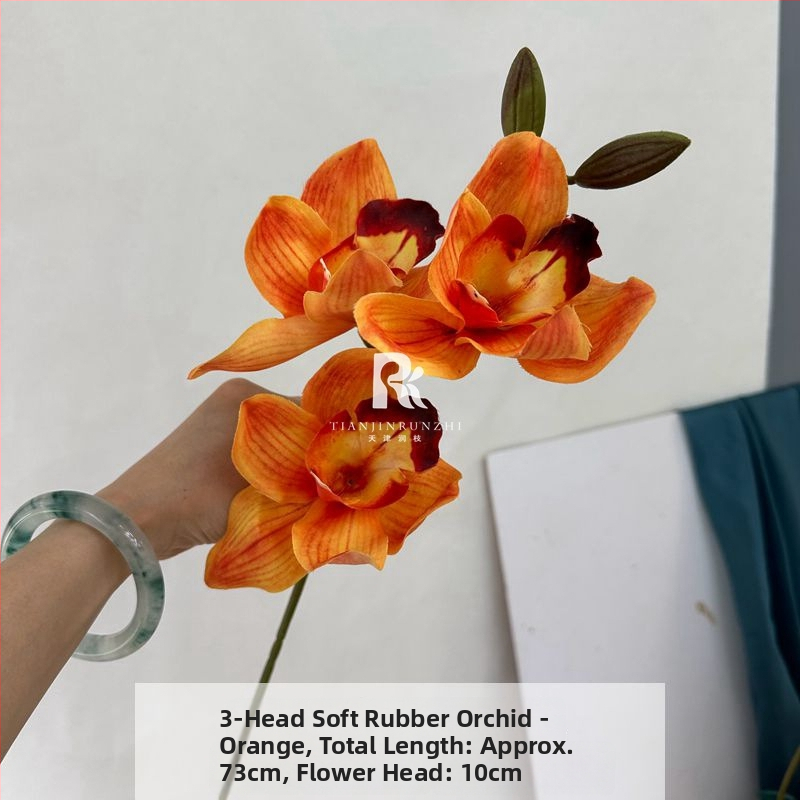 Umjetna Cymbidium orhideja, luksuzan 3D dojam, velika grana, umjetni cvijet za svadbene aranžmane i kućnu dekoraciju