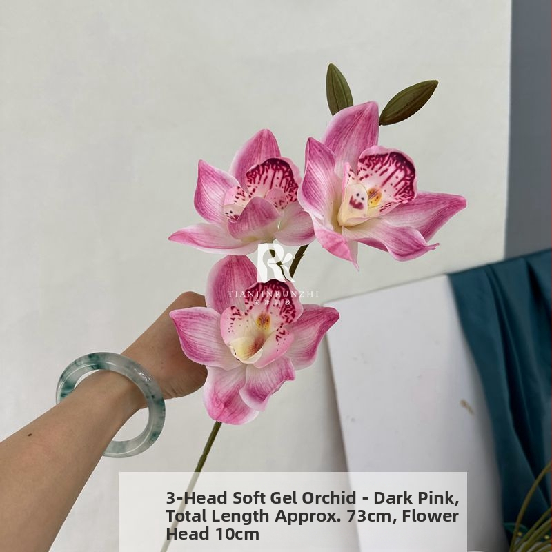 Umjetna Cymbidium orhideja, luksuzan 3D dojam, velika grana, umjetni cvijet za svadbene aranžmane i kućnu dekoraciju