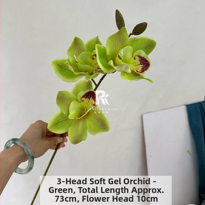 Umjetna Cymbidium orhideja, luksuzan 3D dojam, velika grana, umjetni cvijet za svadbene aranžmane i kućnu dekoraciju