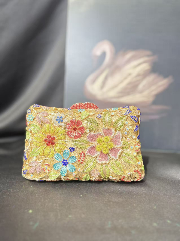 Clutch torbica s dizajnom paunovog pera i kristala, večernja ručna torba – luksuzna ženska torba