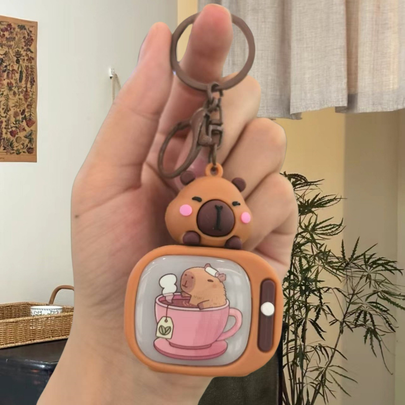 Nova kreativna kapibara ključ-privjesak s bljeskavim svjetlima i motivom TV-a, mali privjesak za ključeve, za auto ili torbu, studentski poklon