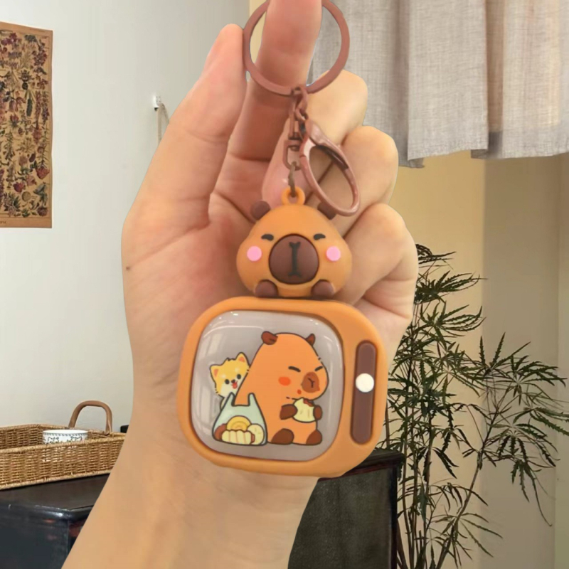 Nova kreativna kapibara ključ-privjesak s bljeskavim svjetlima i motivom TV-a, mali privjesak za ključeve, za auto ili torbu, studentski poklon