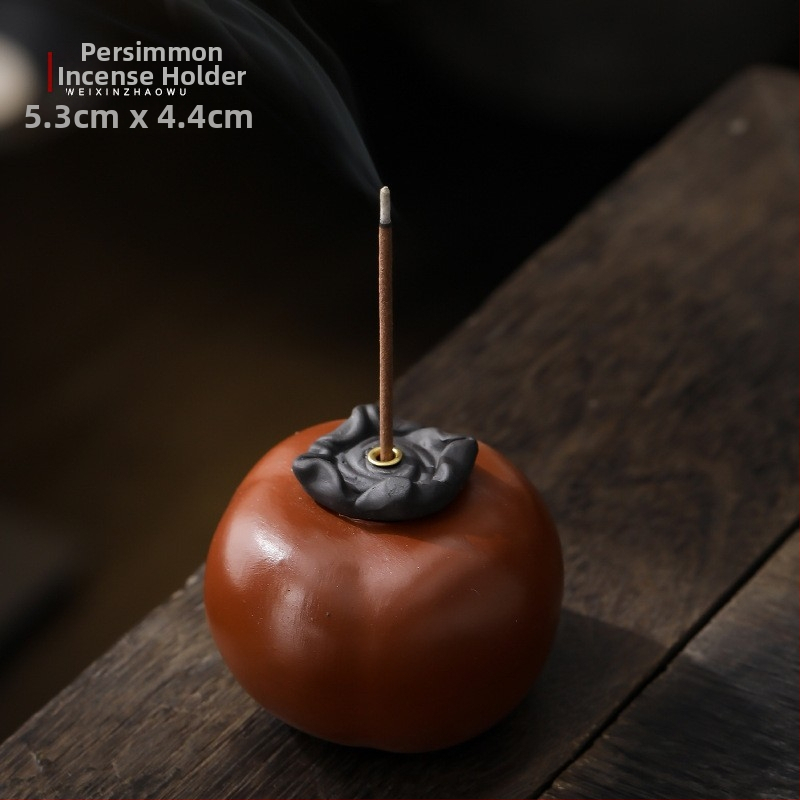 Kreatívny kadidlový horák z purpurovej hliny s motívom persimon, určený pre domáce použitie, držiak a podstavec na kadidlo, Zen čajová miestnosť aromaterapia