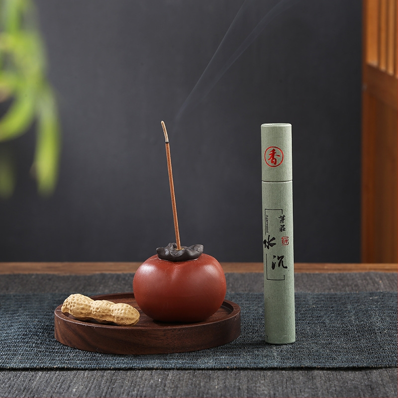 Kreatívny kadidlový horák z purpurovej hliny s motívom persimon, určený pre domáce použitie, držiak a podstavec na kadidlo, Zen čajová miestnosť aromaterapia