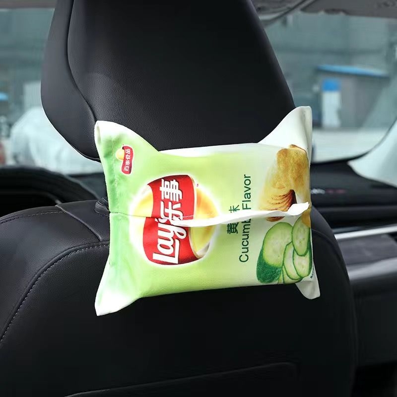 Zamatna kutija za maramice s visećim dizajnom i uzorkom čipsa od krumpira, za kuhinju, dnevni boravak, kupaonicu i automobil.