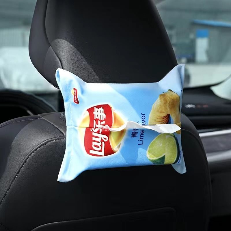 Zamatna kutija za maramice s visećim dizajnom i uzorkom čipsa od krumpira, za kuhinju, dnevni boravak, kupaonicu i automobil.