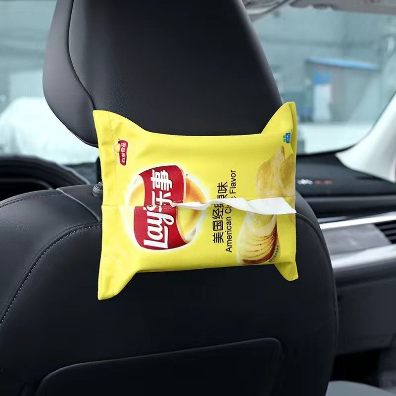 Zamatna kutija za maramice s visećim dizajnom i uzorkom čipsa od krumpira, za kuhinju, dnevni boravak, kupaonicu i automobil.