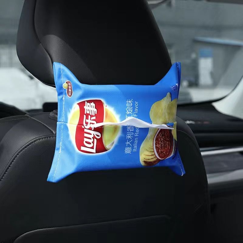 Zamatna kutija za maramice s visećim dizajnom i uzorkom čipsa od krumpira, za kuhinju, dnevni boravak, kupaonicu i automobil.
