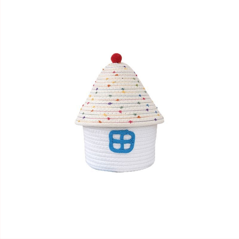 Košara za pohranu od pamukane užadi s poklopcem, pleteni stolni organizator, zaštita od prašine, dekoracija