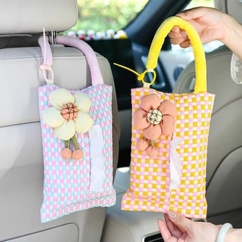Textil autós zsebkendőtartó, függő kivitel, elegáns belső kiegészítő autóhoz