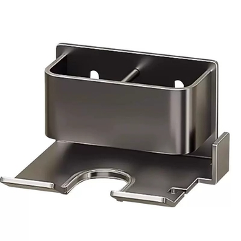 Suport pentru uscător de păr, montat pe perete, baie, fără găuri, formă pătrată, un singur nivel, design modern minimalist