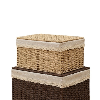 Pletene košarica za skladištenje od slame, za rublje i igračke, japanski stil, veličine: mala 30×20×15 cm; srednja 35×25×18 cm; velika 40×30×21 cm