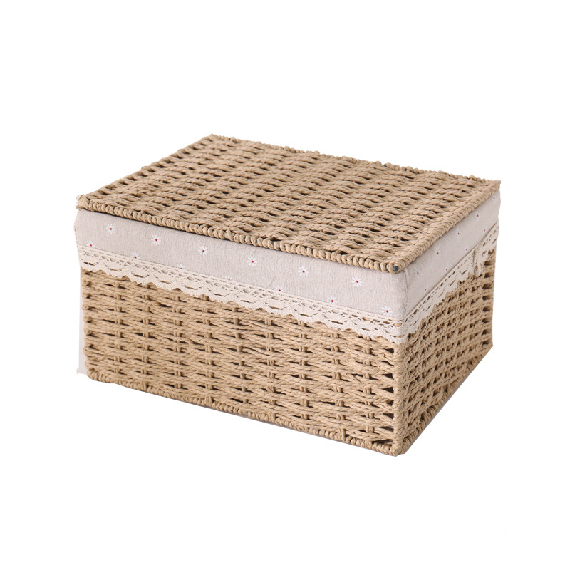 Pletene košarica za skladištenje od slame, za rublje i igračke, japanski stil, veličine: mala 30×20×15 cm; srednja 35×25×18 cm; velika 40×30×21 cm