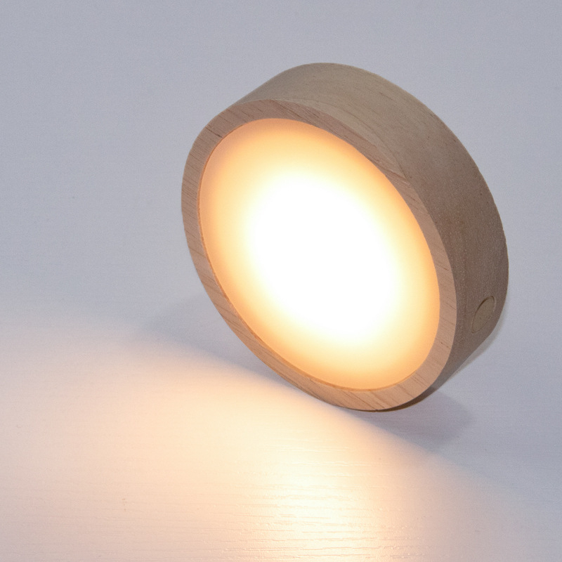 Bază circulară LED din lemn masiv pentru sticla de vin, iluminare de noapte DIY fără fir, bază de lampă din cristal pentru expunere