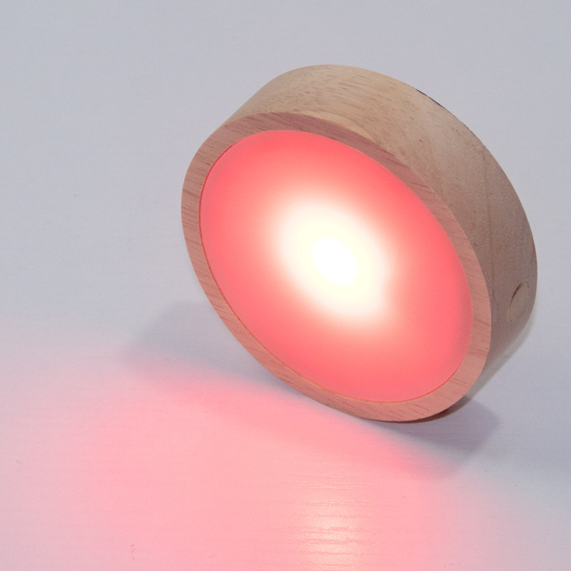 Bază circulară LED din lemn masiv pentru sticla de vin, iluminare de noapte DIY fără fir, bază de lampă din cristal pentru expunere