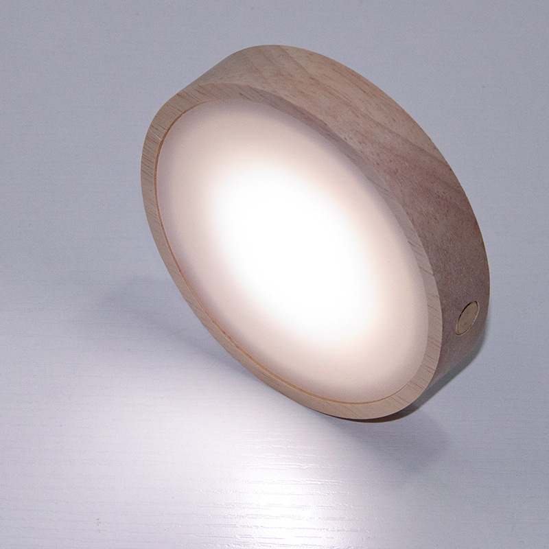 Bază circulară LED din lemn masiv pentru sticla de vin, iluminare de noapte DIY fără fir, bază de lampă din cristal pentru expunere