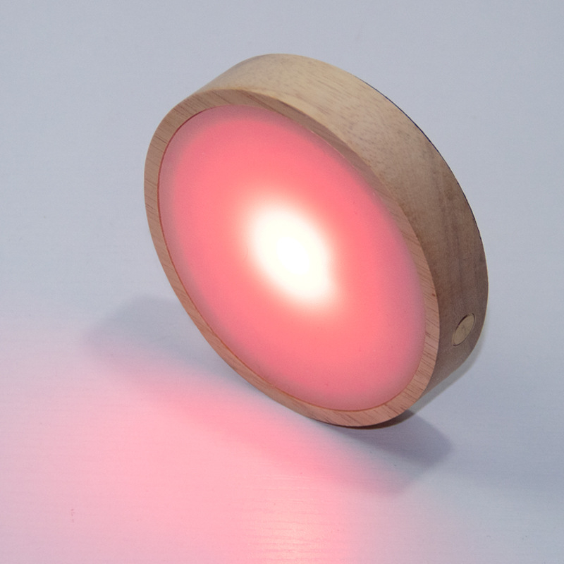 Bază circulară LED din lemn masiv pentru sticla de vin, iluminare de noapte DIY fără fir, bază de lampă din cristal pentru expunere