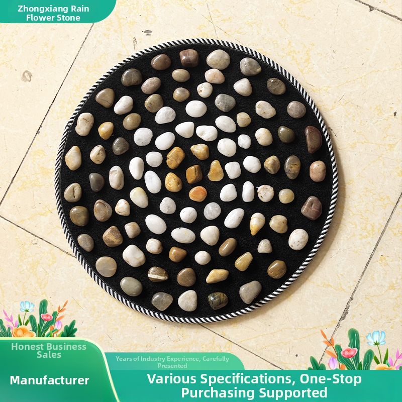 Okrúhla masážna podložka na nohy s kamienkami – prírodné kamene pre terapiu nô a akupresúru