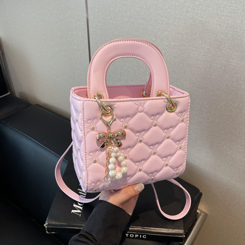 PU kožna ženska torba s dijamantnim prešitkom — mala torba preko ramena i crossbody, stil Diana