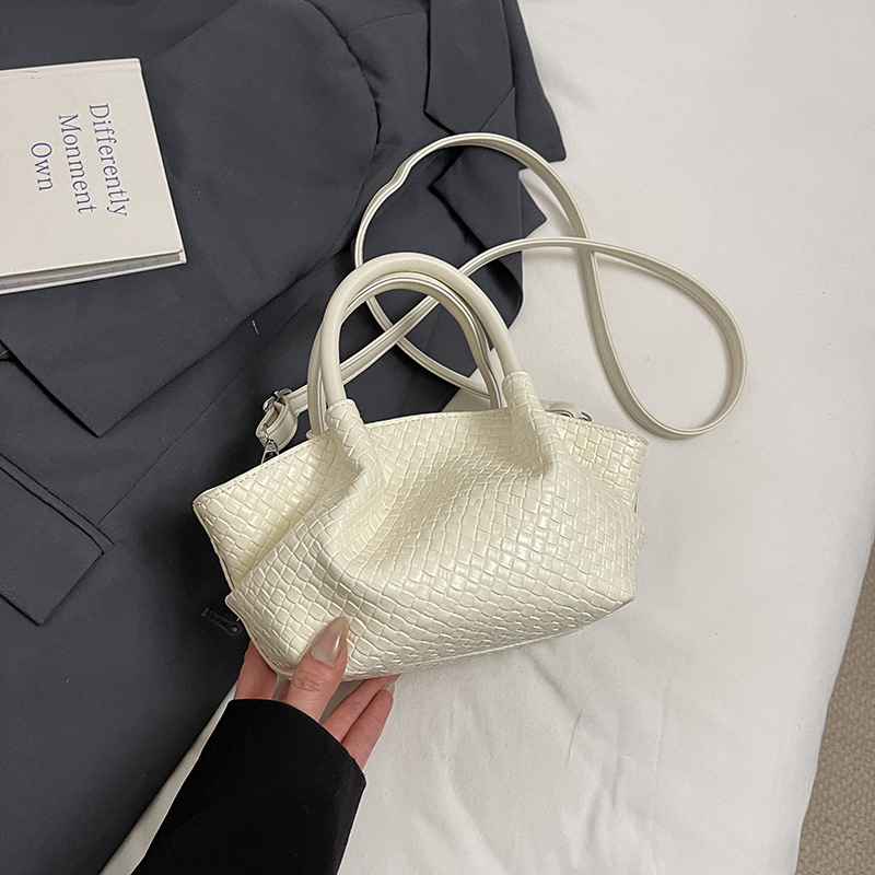 Ženska torbica od voskane kože, minimalističan luksuzan dizajn, velika zapremina, tote torba s naramenicom, plisirani dijamantni uzorak, moda 2025