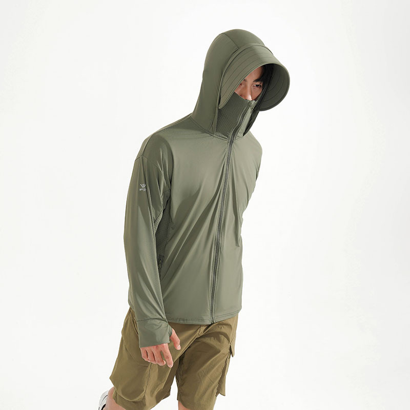 Jachetă de protecție UV UPF50+ pentru vară, exterior, ușoară, cu glugă, unisex