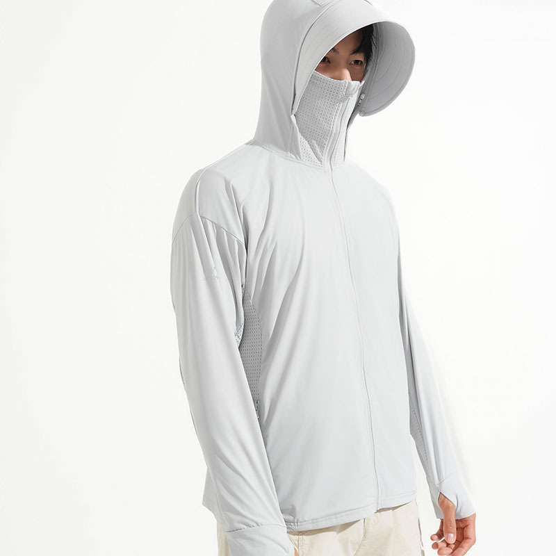 Jachetă de protecție UV UPF50+ pentru vară, exterior, ușoară, cu glugă, unisex