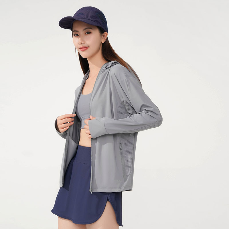 Jachetă de protecție UV UPF50+ pentru vară, exterior, ușoară, cu glugă, unisex