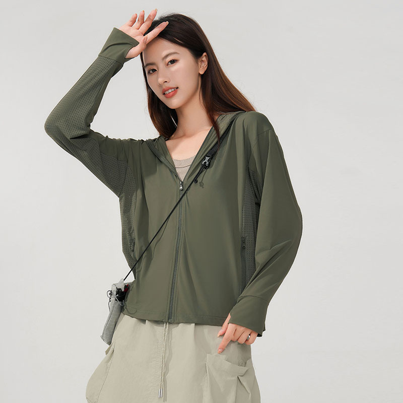 Jachetă de protecție UV UPF50+ pentru vară, exterior, ușoară, cu glugă, unisex