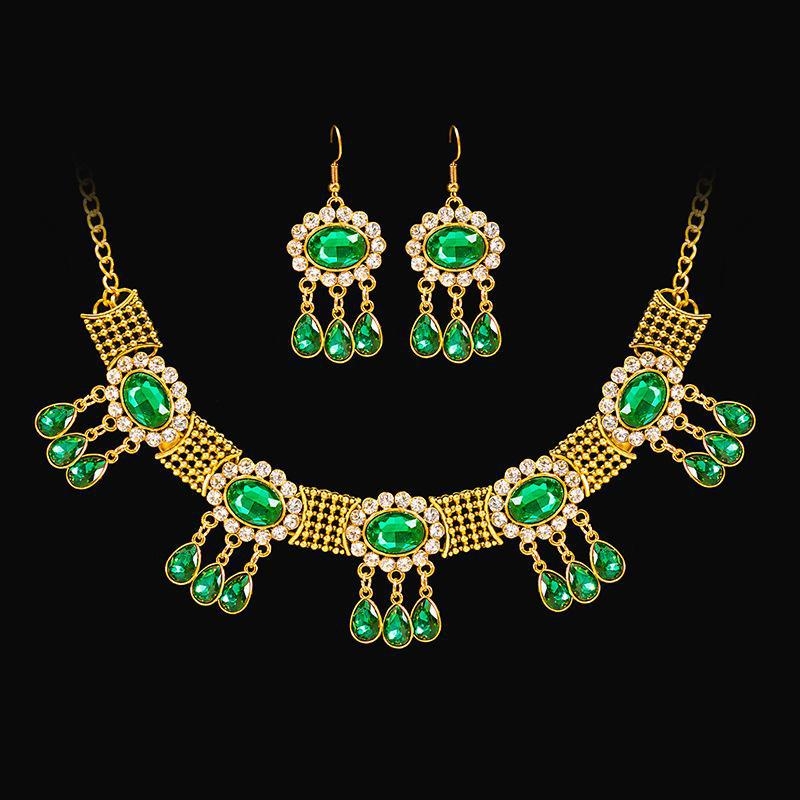 Set metalnog nakita: ogrlica i naušnice s bisernim kapljicama, vintage euro-američki dvorski stil, ženski nakit