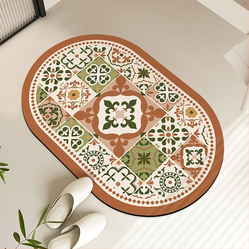 U‑oblik podloge za WC i umivaonik – protuklizna, upijajuća, s geometrijskim uzorkom, moderan stil