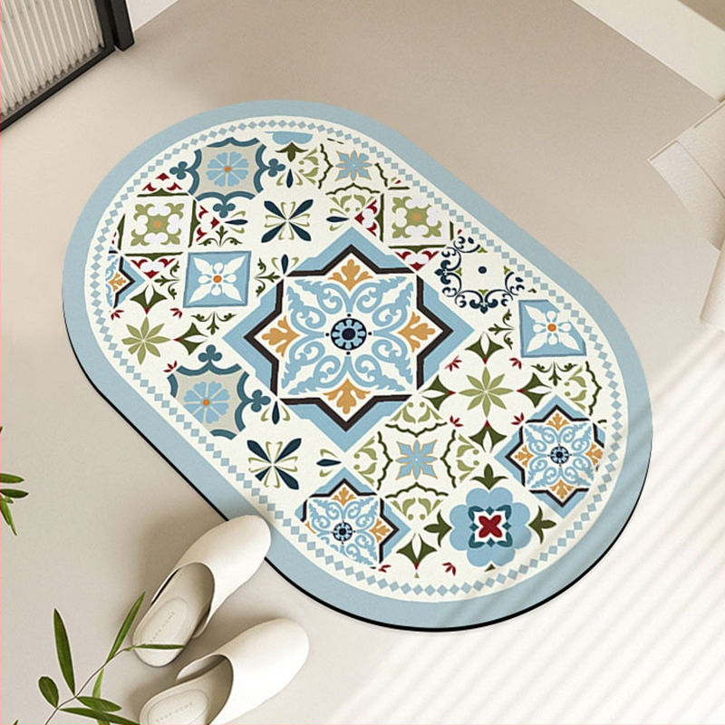U‑oblik podloge za WC i umivaonik – protuklizna, upijajuća, s geometrijskim uzorkom, moderan stil