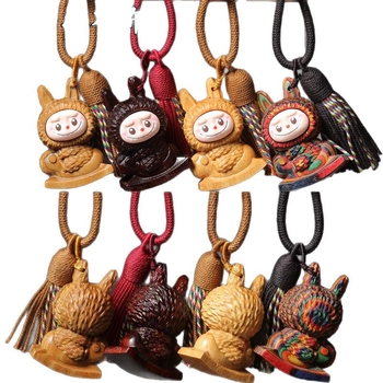 Pandantiv din lemn masiv, gravat, în stil influencer, accesoriu decorativ pentru mașină și rucsac