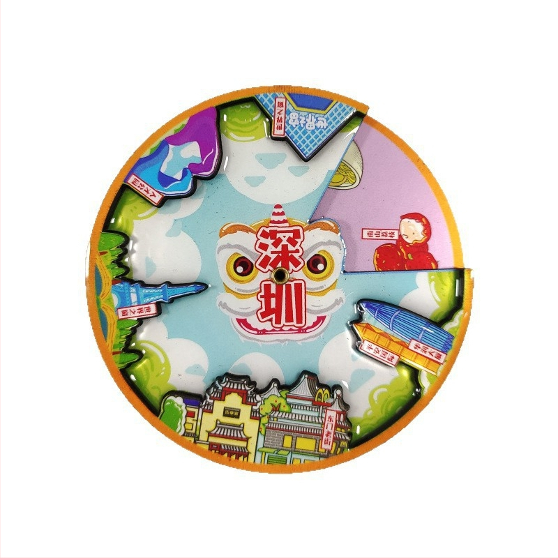 Seria Shenzhen – Magneți de frigider din lemn, cu trei straturi epoxidice, suveniruri din atracții turistice