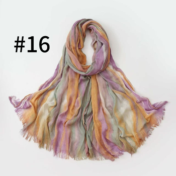 Šal za glavu s dugačkim gradijentom i naboranim prugastim uzorkom, mekan viskozni materijal, tie-dye, prozračan i svestran