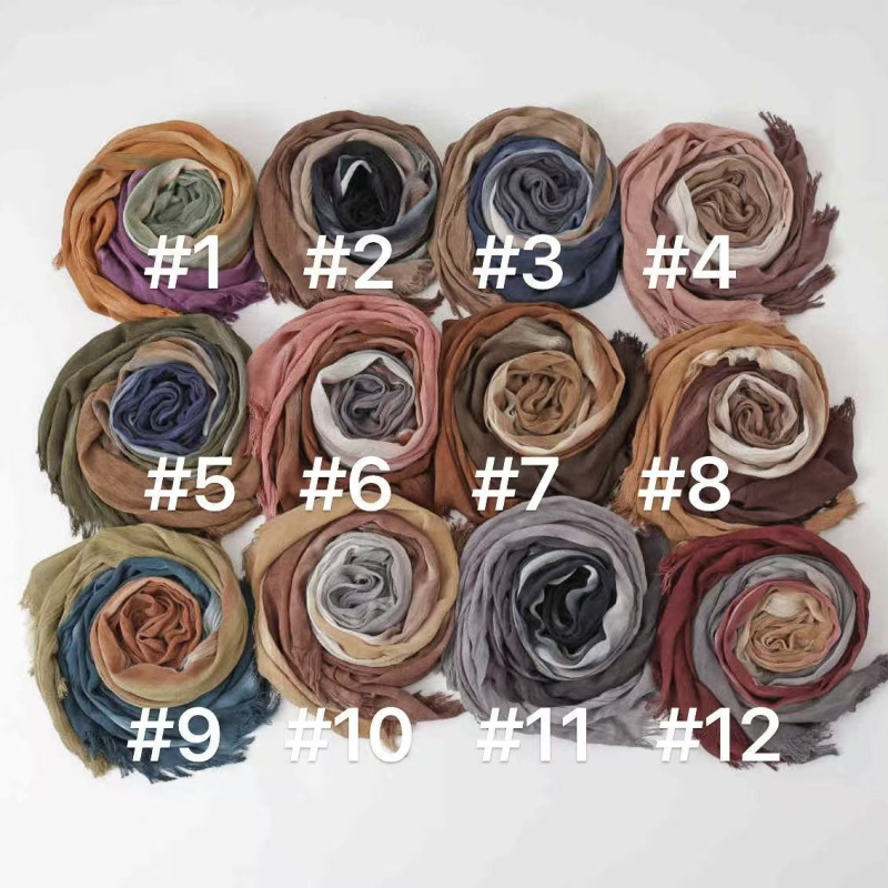 Šal za glavu s dugačkim gradijentom i naboranim prugastim uzorkom, mekan viskozni materijal, tie-dye, prozračan i svestran