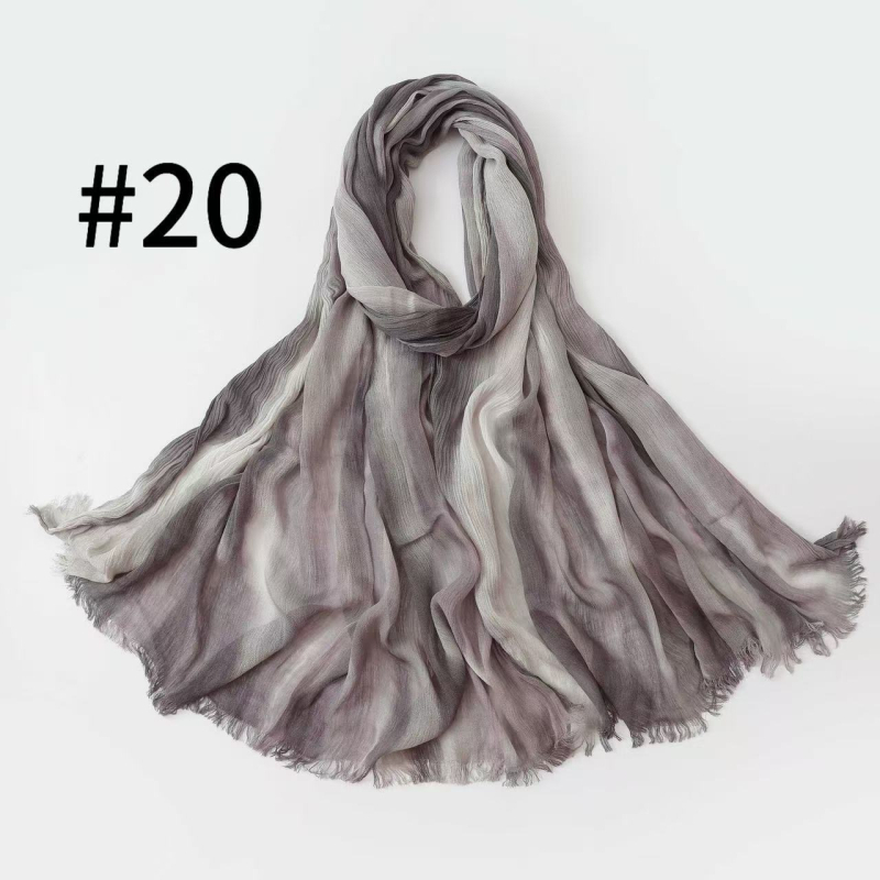 Šal za glavu s dugačkim gradijentom i naboranim prugastim uzorkom, mekan viskozni materijal, tie-dye, prozračan i svestran