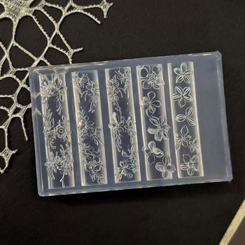 Tavaszi virág alakú szilikon sablon körömdíszítéshez, DIY gyanta gravírozáshoz