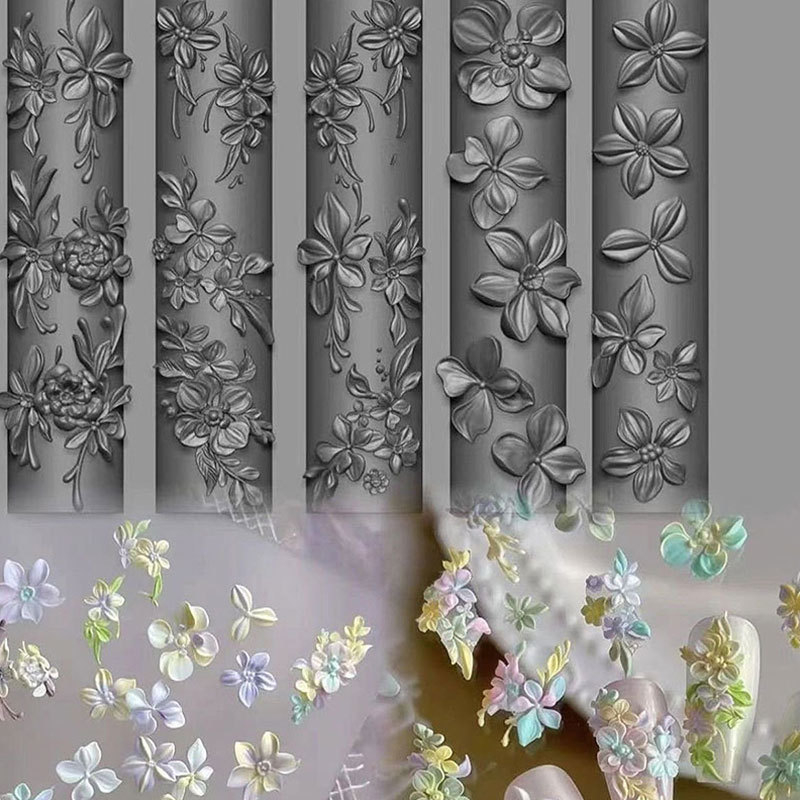 Tavaszi virág alakú szilikon sablon körömdíszítéshez, DIY gyanta gravírozáshoz
