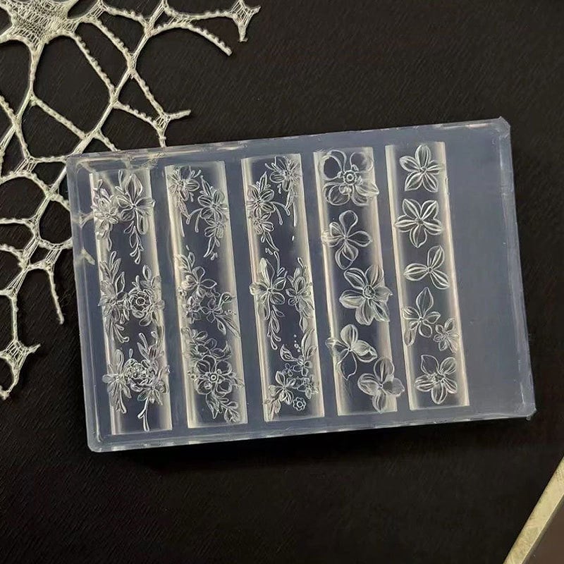 Tavaszi virág alakú szilikon sablon körömdíszítéshez, DIY gyanta gravírozáshoz