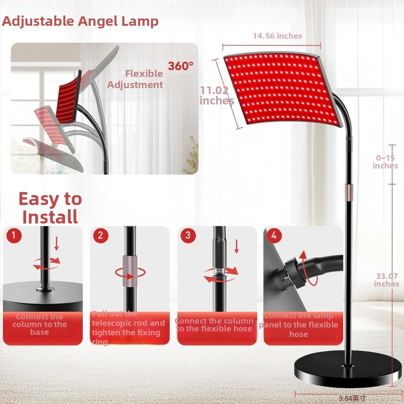 Lampa Terapije crvenim svjetlom, 162 LED, infracrvena, 360° rotacija, velika lampa s panelom za ljepotu