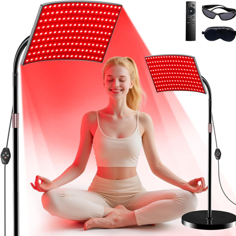 Lampa Terapije crvenim svjetlom, 162 LED, infracrvena, 360° rotacija, velika lampa s panelom za ljepotu