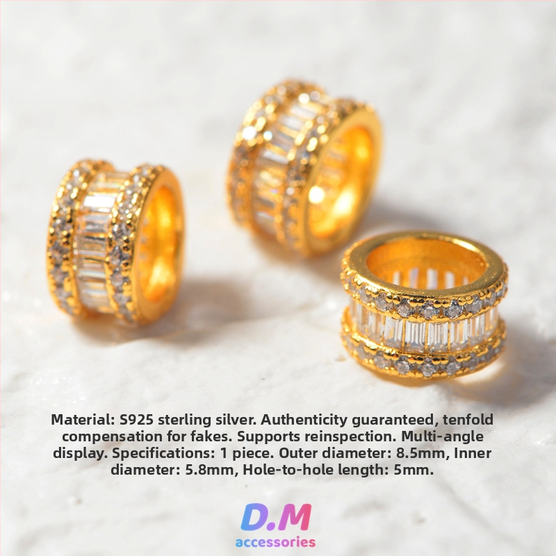 Argint 925, model dinte, mărgele-separator cu gaură mare pentru brățară cu cristale, bijuterii DIY