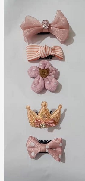 Ručne vyrobené detské sponky do vlasov – päťdielny set pre deti, štýl princeznej