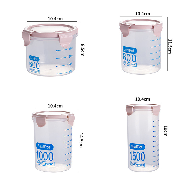 Prozirna plastična zatvarajuća posuda za hladnjak, okrugli spremnik za skladištenje hrane i žitarica, 301–500 ml